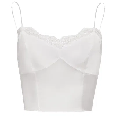 Manito Women's Windy Lace Silk Camisole Top - White