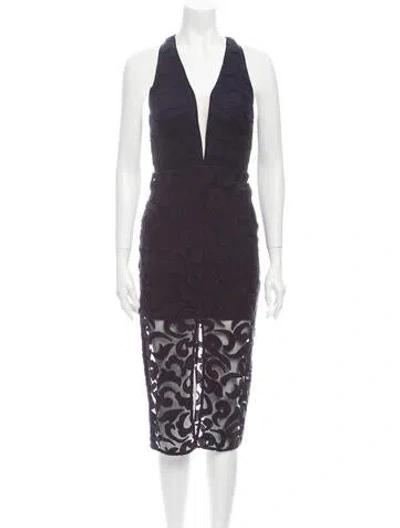 Pre-owned Manning Cartell Lace Pattern Midi Length Dress In Blue