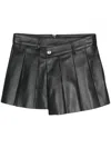 Manokhi Pleated Leather Miniskirt In Black