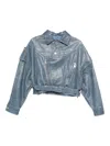Manokhi Cropped Leather Jacket In Blue