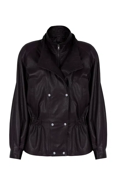 Manokhi Deea Sheep Leather Jacket In Black