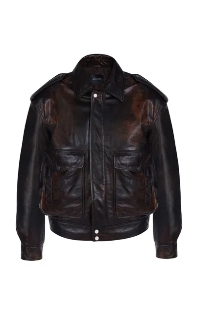 Manokhi Devin Sheep Leather Jacket In Brown