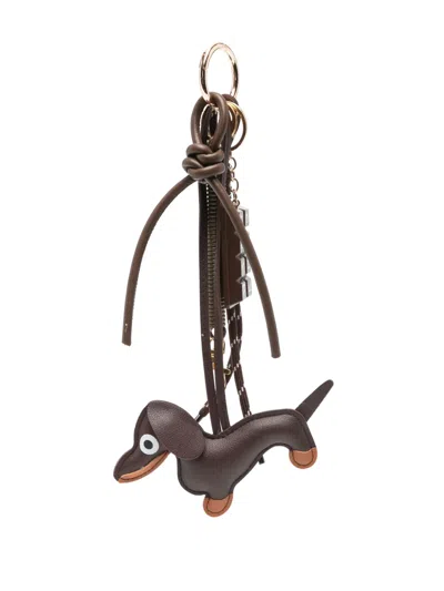 Manokhi Dog-appliqué Charm In Brown
