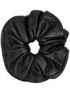 Manokhi Elasticated Leather Scrunchie In Black