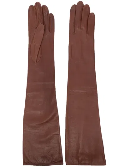 Manokhi Elbow-length Leather Gloves In Brown