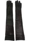 Manokhi Elbow-length Panelled Leather Gloves In Black