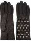 Manokhi Eyelet-detail Leather Gloves In Black