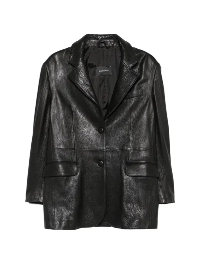 Manokhi Grainy-effect Button-fastening Jacket In Black