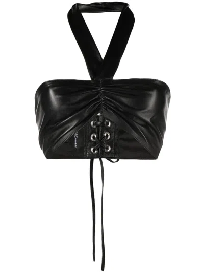 Manokhi Halterneck Leather Top In Black