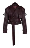 Manokhi Hana Sheep Leather Jacket In Burgundy