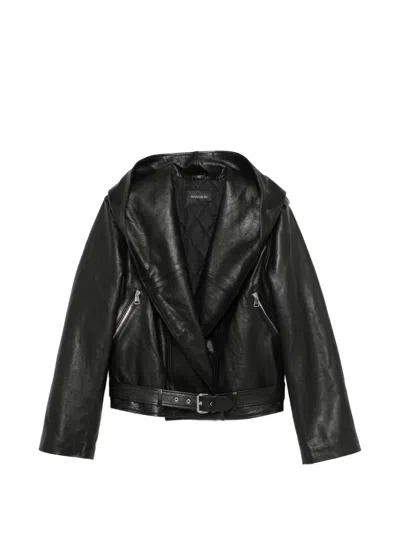 Manokhi Irina Belted Hooded Jacket In Black