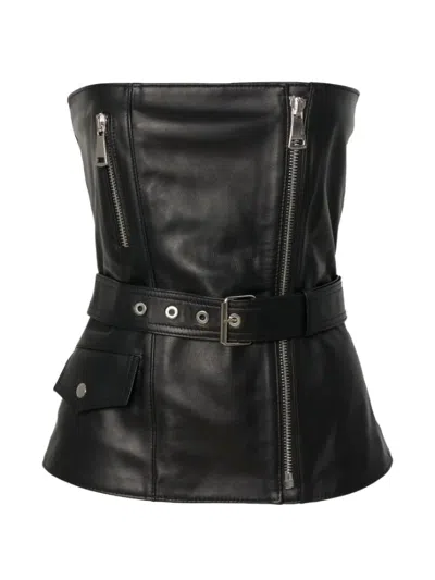 Manokhi Jeans Belted Strapless Top In Black