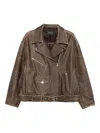 Manokhi Kaisa Belted-leather Biker Jacket In Brown