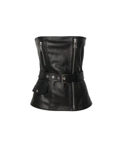 Manokhi Jeans Belted Strapless Top In Black