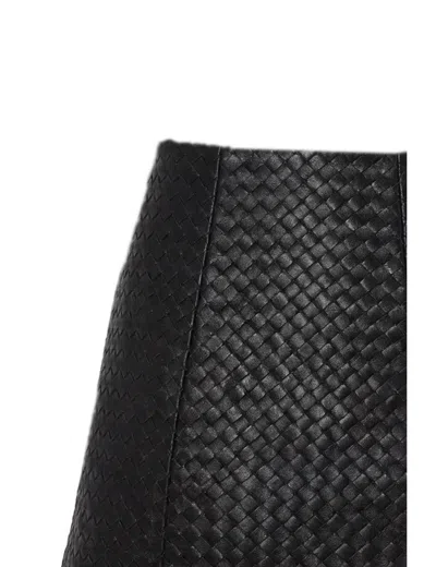 Manokhi Lambskin Braided Leather Skirt In Black