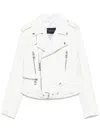 Manokhi Leather Biker Jacket In White