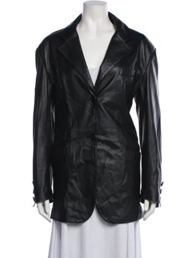 Pre-owned Manokhi Leather Blazer In Black