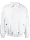 Manokhi Leather Bomber Jacket In White