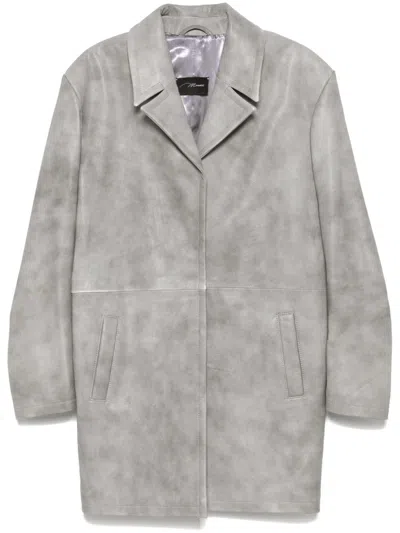 Manokhi Leather Coat In Grey