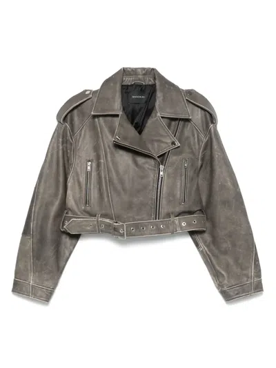 Manokhi Leather Jacket In Gray