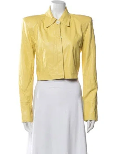 Pre-owned Manokhi Leather Jacket In Yellow