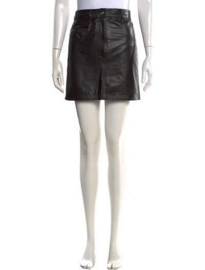 Pre-owned Manokhi Leather Mini Skirt In Black