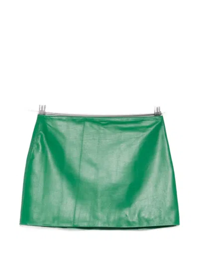 Manokhi Leather Mini Skirt In Green
