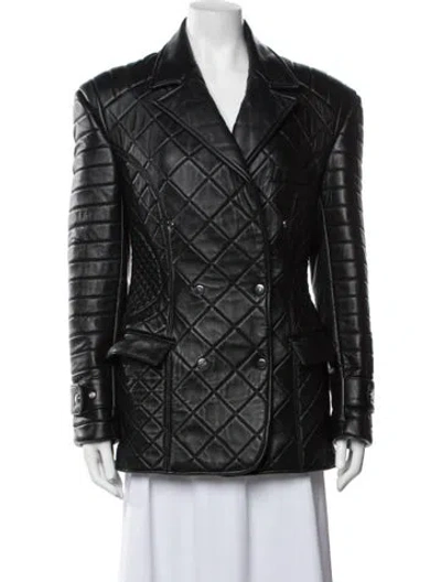 Pre-owned Manokhi Leather Patterned Jacket In Black
