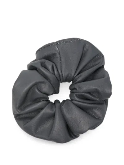 Manokhi Leather Scrunchie In Gray