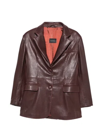 Manokhi Leather Single-breasted Jacket In Brown
