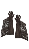 Manokhi Long Fringed Leather Gloves In Brown