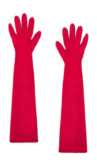 Manokhi Long Suede Gloves In Red