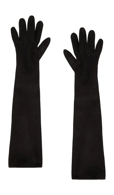 Manokhi Long Velvet Gloves In Black