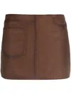 Manokhi Low-rise Leather Miniskirt In 褐色