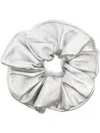 Manokhi Metallic-finish Leather Scrunchie In Silver