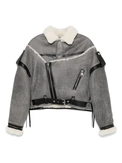 Manokhi Jacke Mit Shearling-kragen In Grau