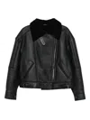 Manokhi Shearling-collared Leather Jacket In Black