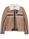 Manokhi Shearling-detail Leather Jacket In Brown