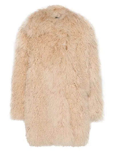 Manokhi Shearling Fur Coat In Brown