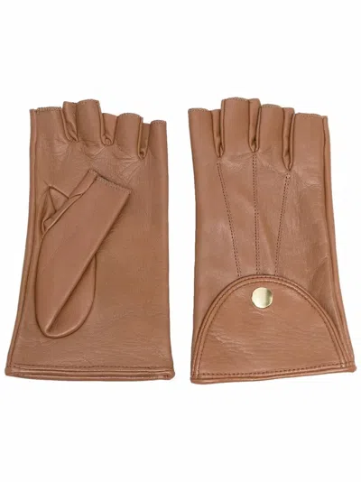 Manokhi Short Leather Driving Gloves In Brown