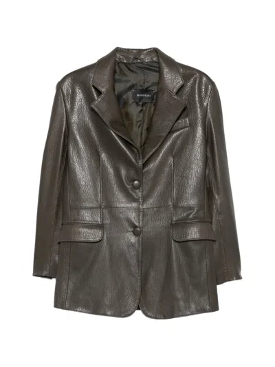 Manokhi Textured-finish Leather Jacket In Green