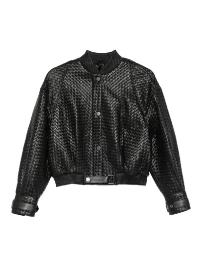 Manokhi Thea Leather Jacket In Black