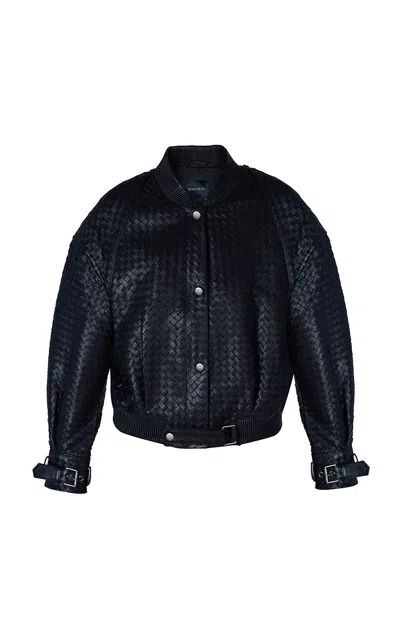 Manokhi Thea Sheep Leather Jacket In Black