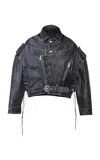 Manokhi Vintage Calfskin Leather Jacket In Black