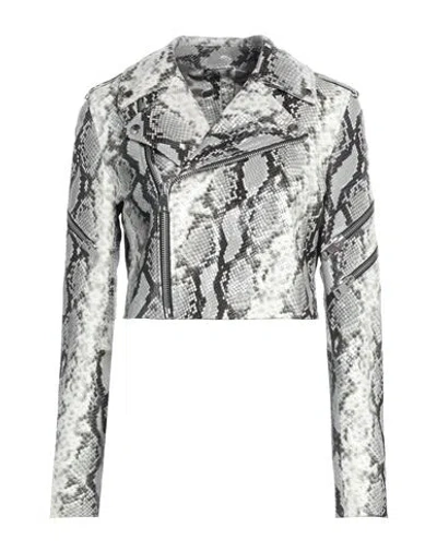Manokhi Woman Jacket Grey Size L Leather
