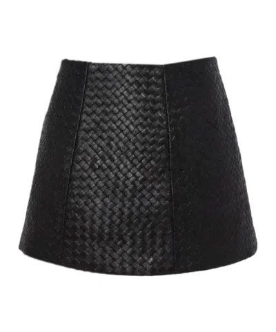 Manokhi Woven Leather Mini Skirt In Black
