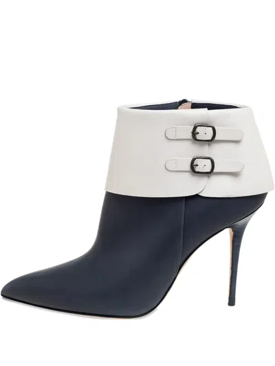 Pre-owned Manolo Blahnik 100mm Buckle-detail Leather Boots