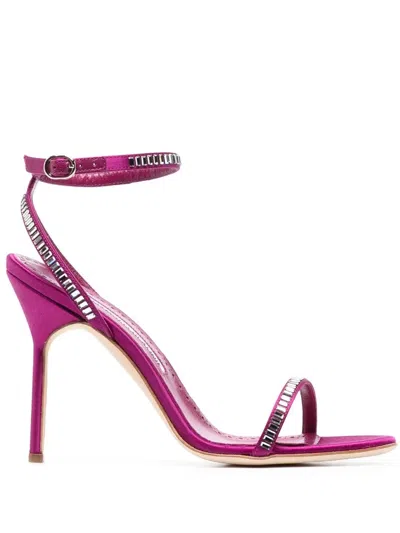 Manolo Blahnik 100mm Studded Stiletto Sandals In Pink