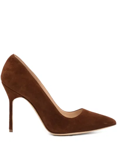 Manolo Blahnik 100mm Suede Pumps In Brown