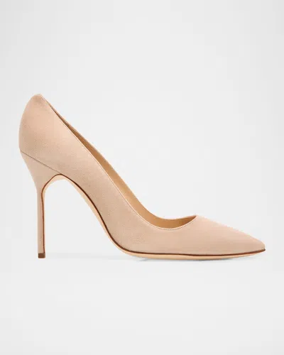 Manolo Blahnik 105mm Bb Suede Pumps In Neutral